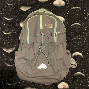 North face backpack - gray and turquoise